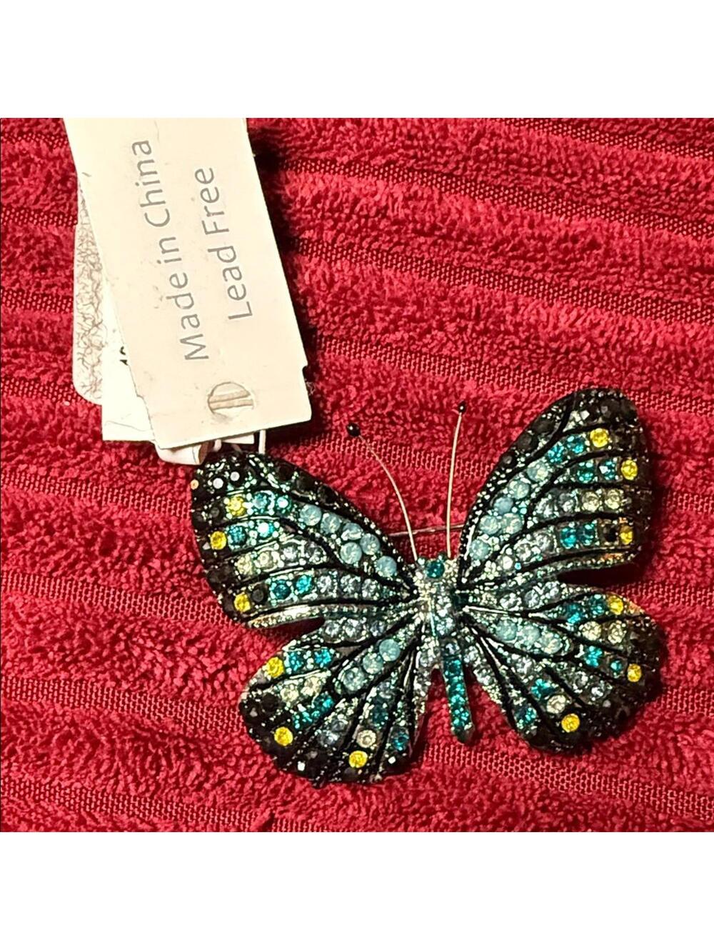 Colorful Rhinestone Butterfly Brooch